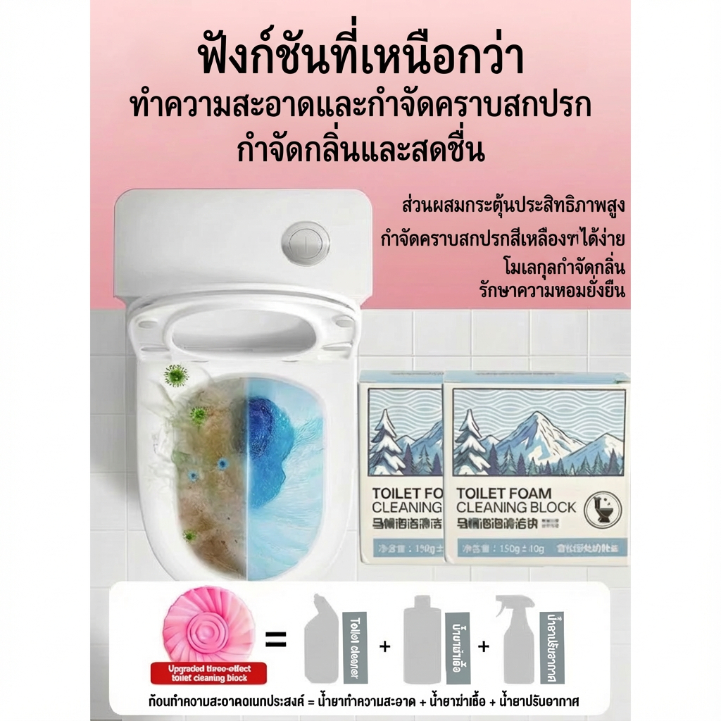 💧ใช้ได้ 90 วัน 1เม็ด💧 ก้อนใส่ชักโครก ก้อนฟ้าใส่ชักโครก ดับกลิ่น ฆ่าเชื้อและดับกลิ่น ทนทานสูง คงกลิ่นหอม - รูปที่ 2