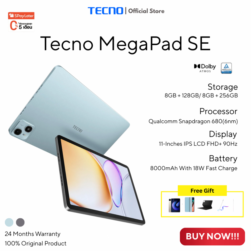[NEW] TECNO MEGAPAD SE 8GB (4+4)128/256| 8-Core Qualcom Processor| 90Hz 2K 11” Mega Display| 8000mAh