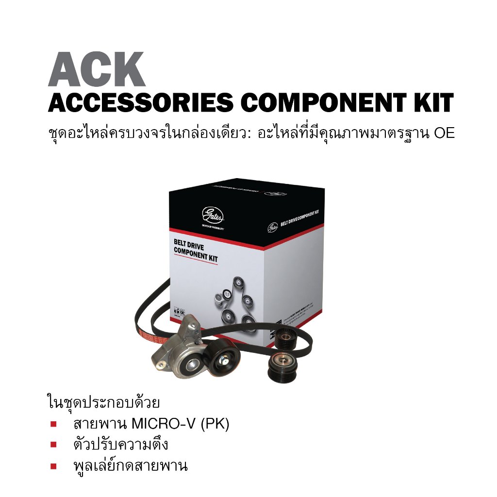 Gates สายพานรถยนต์ 4PK1100 สายพานหน้าเครื่อง Toyota Corolla 5E-FE / Hilux Hiace 3RZ-FE