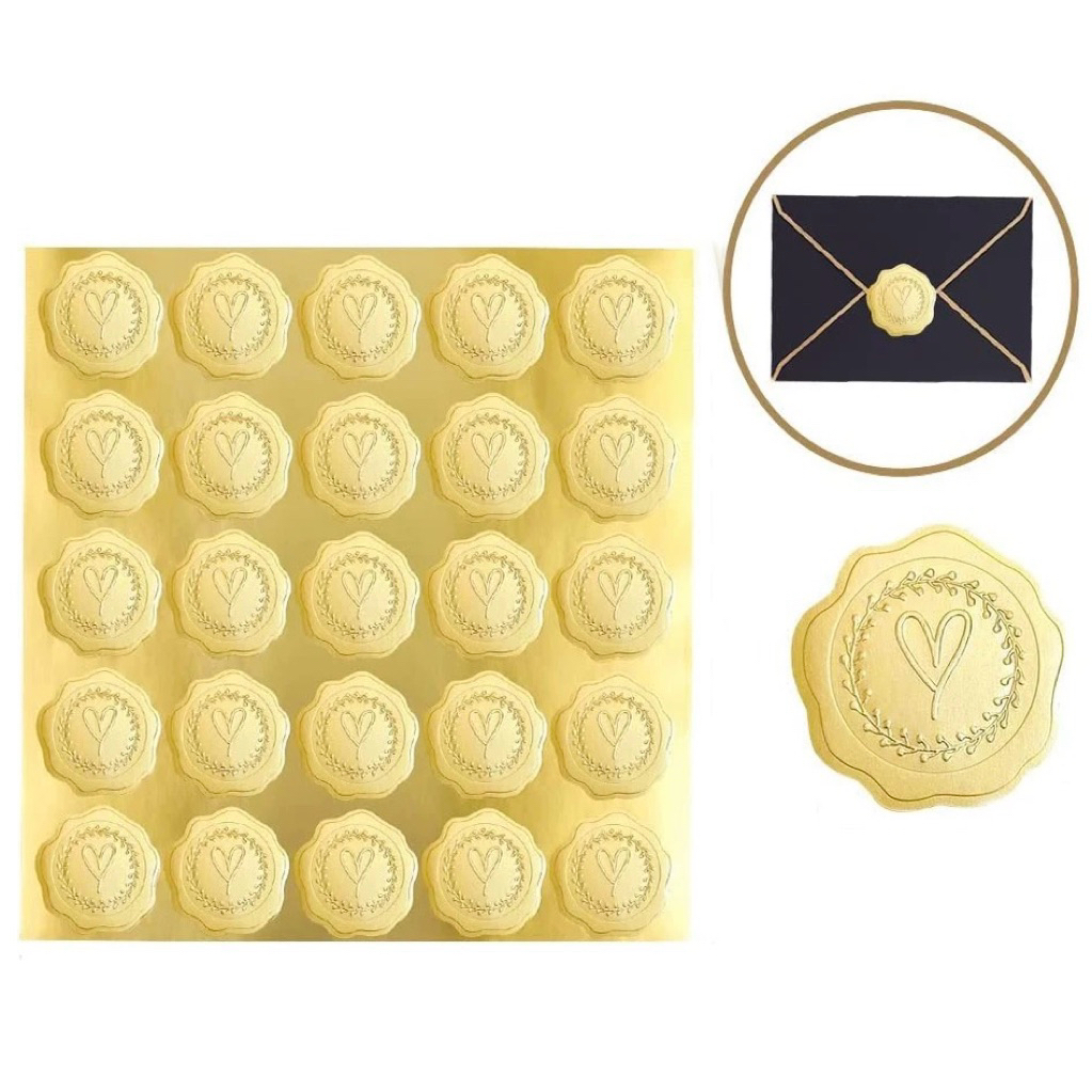 สติ๊กเกอร์ฟอยล์ทองลายหัวใจ 💕✨ปั๊มนูนกันน้ำ ติดทนแน่น งานแต่ง–ของขวัญพรีเมียม✨⭐️ สติกเกอร์ปิดซองจดหมายแน่นทนทานจากเกาหลี - รูปที่ 3