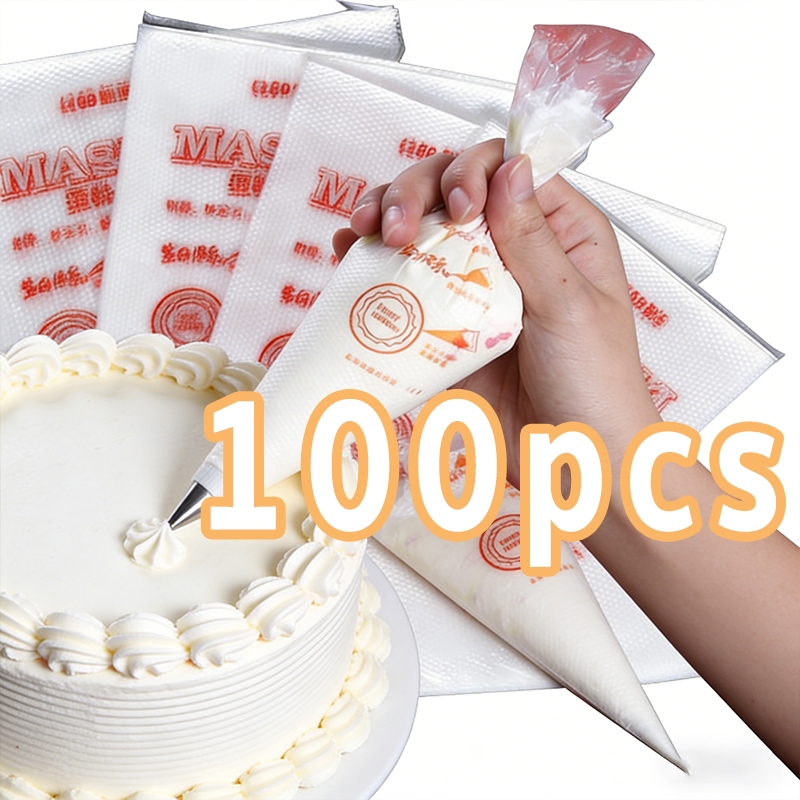 ✨ถุงบีบครีม ✨เกรดอาหาร 1ซอง100ใบ มีให้เลือกซื้อ 3 ขนาด (S M L) แบบหนาเหนียวพิเศษ เนื้อหนากันแตก
