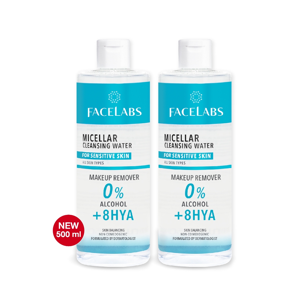 (แพ็ค 2,3 ขวด) คลีนซิ่ง เช็ดเครื่องสำอาง FACELABS Micellar Cleansing Water 8D HYA 500 ml สะอาด ไม่อุดตัน ผิวแพ้ง่าย