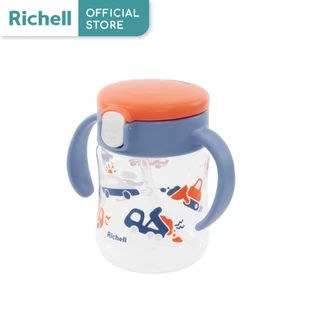 Richell(ริเชลล์) MUGOOD! strawcup ลายใหม่ แก้วหัดดื่มกันสำลัก คว่ำไม่หก ตกไม่แตก ขนาด 200ml