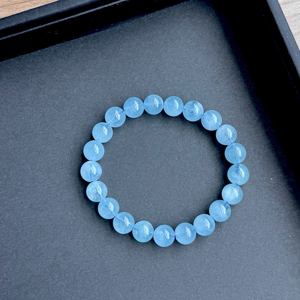 High Grade ✨ กำไลหินแท้ มิลค์กี้ อความารีน (Milky Aquamarine) 8mm - รูปที่ 2
