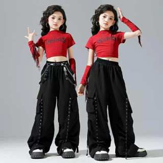 (พร้อมส่งในไทย) ชุดเต้นสตรีทแดนซ์นางแบบวงเกิร์ลกรุ๊ปโทนสีแดง…