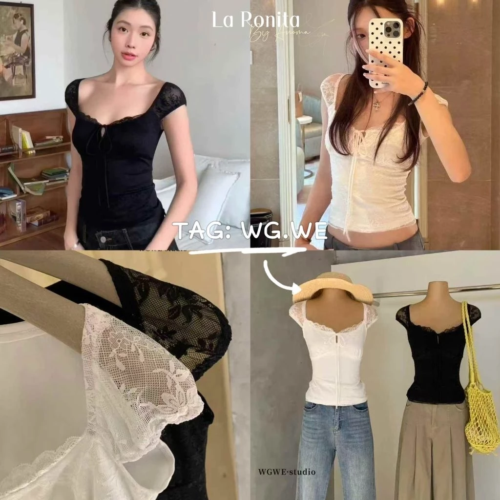 ✅️พร้อมส่ง* จาก🇹🇭 TAG :WG.WE เสื้อแต่งลูกไม้ ซับผ้ายืดด้านหน้า-หลัง สวยแซ่บ ดูแพง