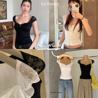 ✅️พร้อมส่ง* จาก🇹🇭 TAG :WG.WE เสื้อแต่งลูกไม้ ซับผ้ายืดด้านหน้า-หลัง สวยแซ่บ ดูแพง