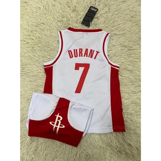 ชุดบาสเก็ตบอลเด็ก เบอร์7ทีมROCKETSชื่อDURANTใหม่ล่าสุด เสื้อ+กางเกง