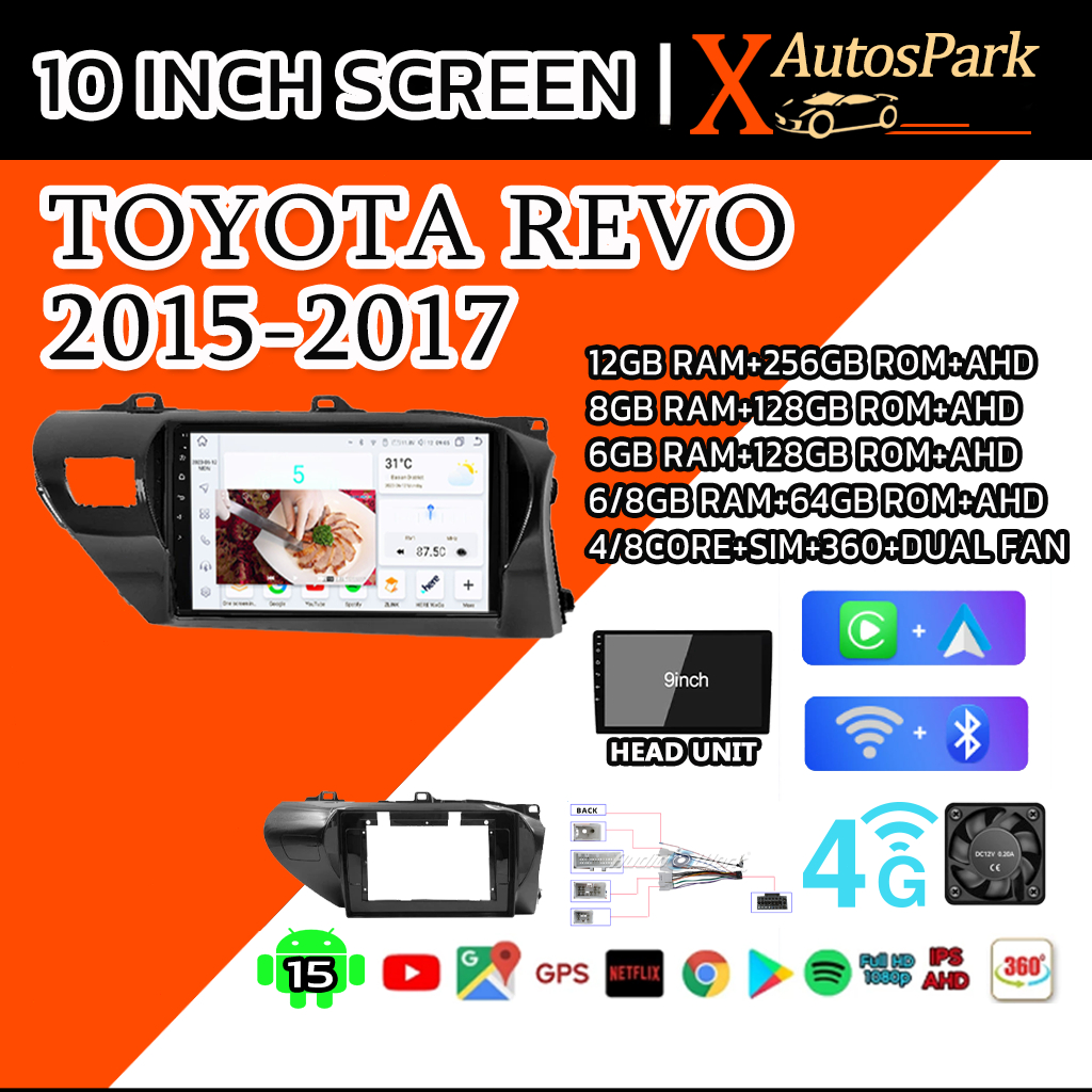 จอ android รถยนต์ TOYOTA Revo 15-19 หน้ากากพร้อมปลั๊กตรงรุ่น จอแอนดรอย จอติดรถยนต์  Android และ 4G จ
