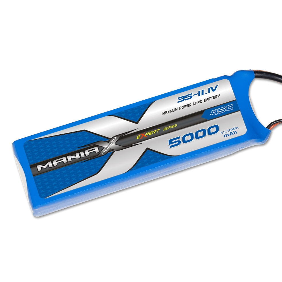 [แบตเตอรี่ 3เซล] ManiaX 3S 11.1V 5000mah 45C ไม่มีปลั๊ก และ ปลั๊ก TRX