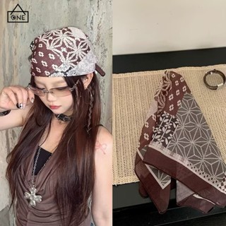 COD❤️ผ้าพันคอผ้าไหมเหลี่ยมมัลติฟังก์ชั่นY2Kวินเทจสไตล์ฮิปฮอป…