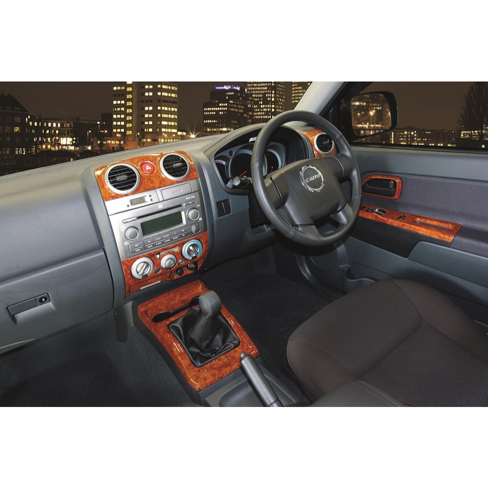 ชุดแต่งภายใน D-MAX 2007 - 2010 Gold Series (4ประตู) ครอบคอนโซล หน้ากาก ลายไม้ (14ชิ้น) DMAX