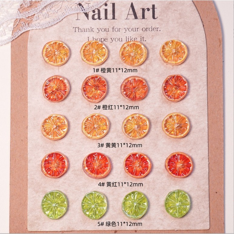 E2.[ถุงละ 20 ชิ้นต่อสี]🍋🍋[ร้านไทย] อะไหล่ผลไม้ มะนาวเรซิ่น อะไหล่ตกแต่งเล็บรูปมะนาวขนาด 12 mm