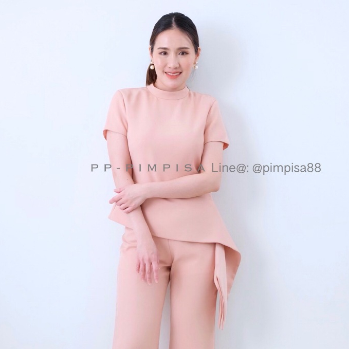เสื้อแขนสั้น เสื้อทำงาน everydaylook ซับในทั้งตัว เสื้อยาวบังหน้าท้องค่ะ (เสื้อเท่านั้น)