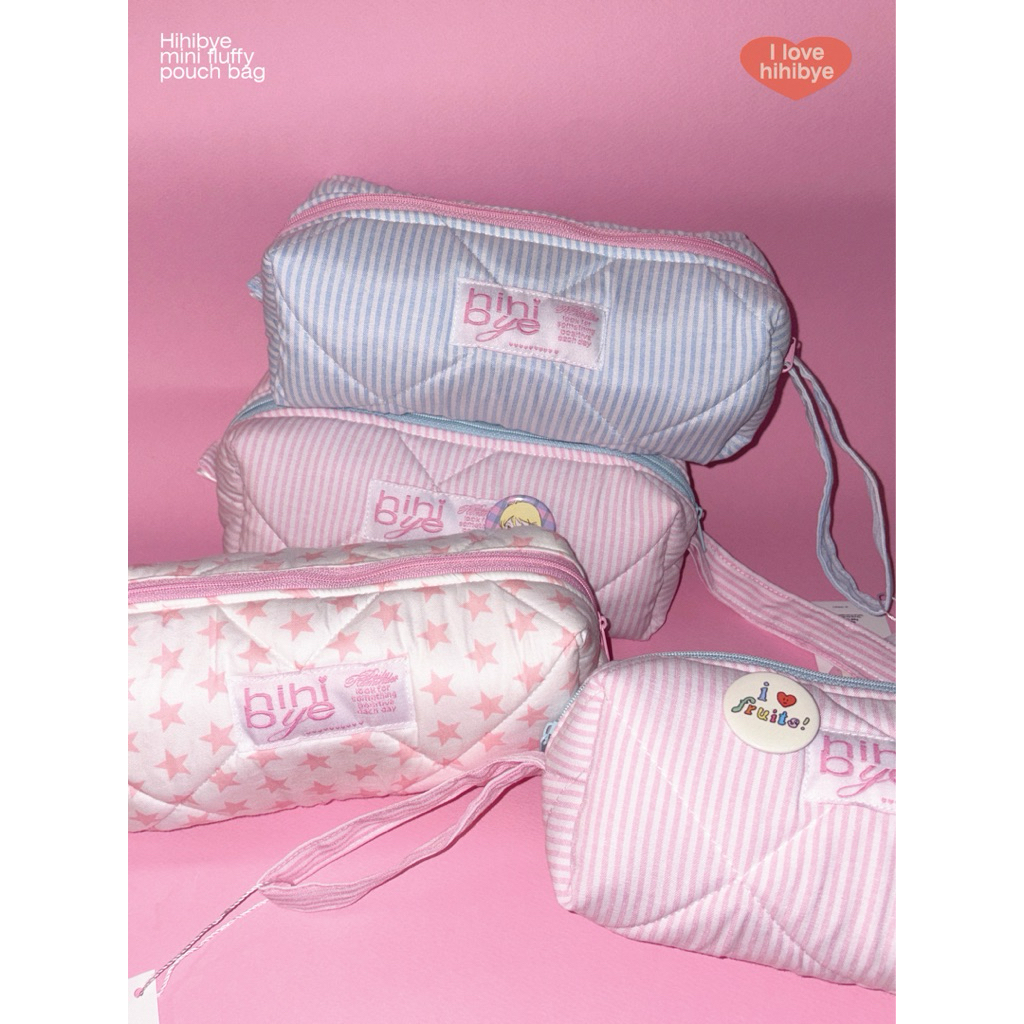 กระเป๋าใส่เครื่องสำอางค์ / กระเป๋าใส่ดินสอและของจิปาถะ hihibye fluffy pouch bag (ใบกลาง)