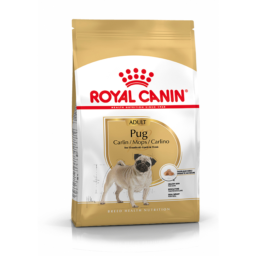 Royal Canin Pug Adult 1.5kg. อาหารสุนัขแบบเม็ด สำหรับสุนัขพันธุ์ปั๊ก Exp:08/2026