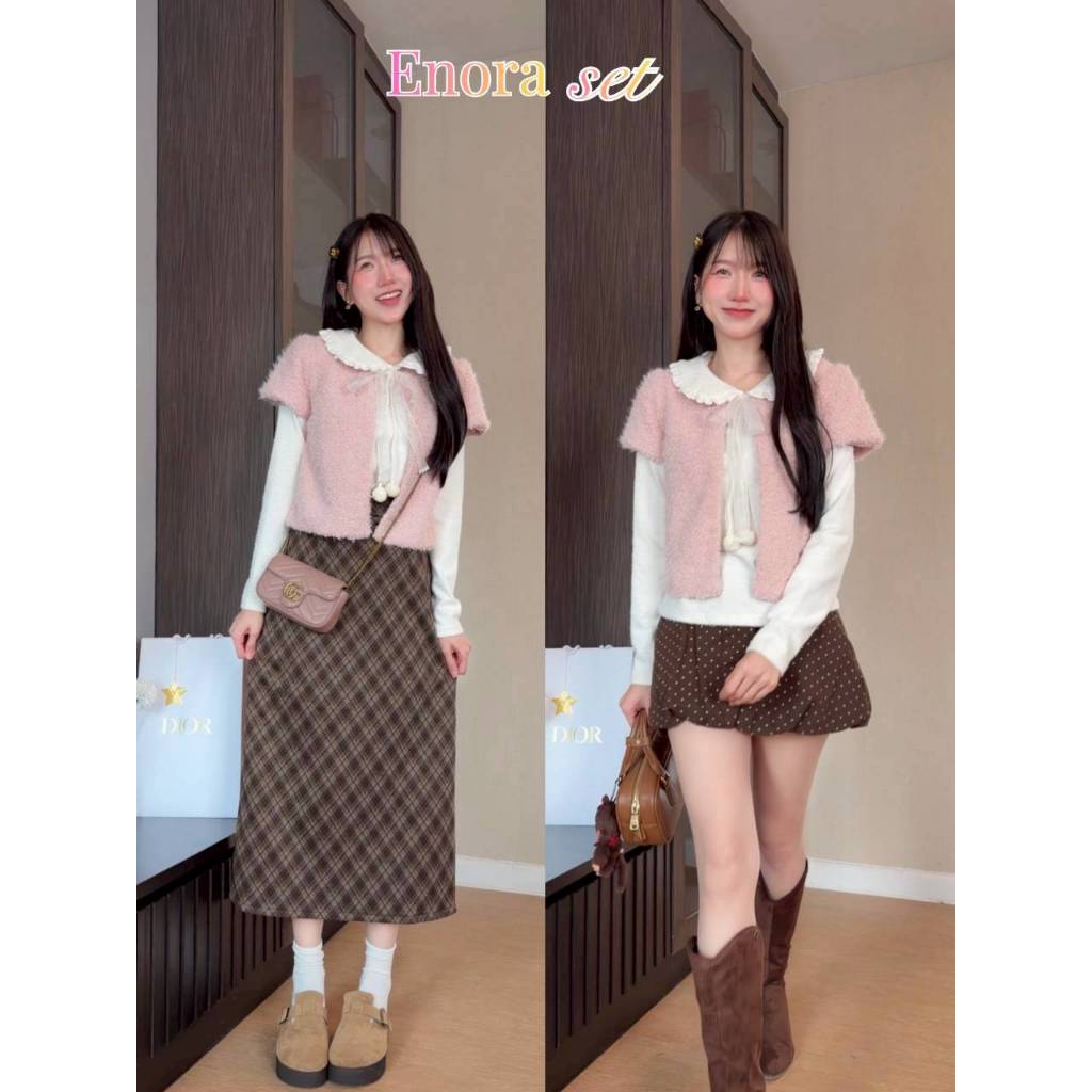 BD25-337 เซทครีมมี่พริ้งคอบัว 𝗘𝗻𝗼𝗿𝗮 𝘀𝗲𝘁