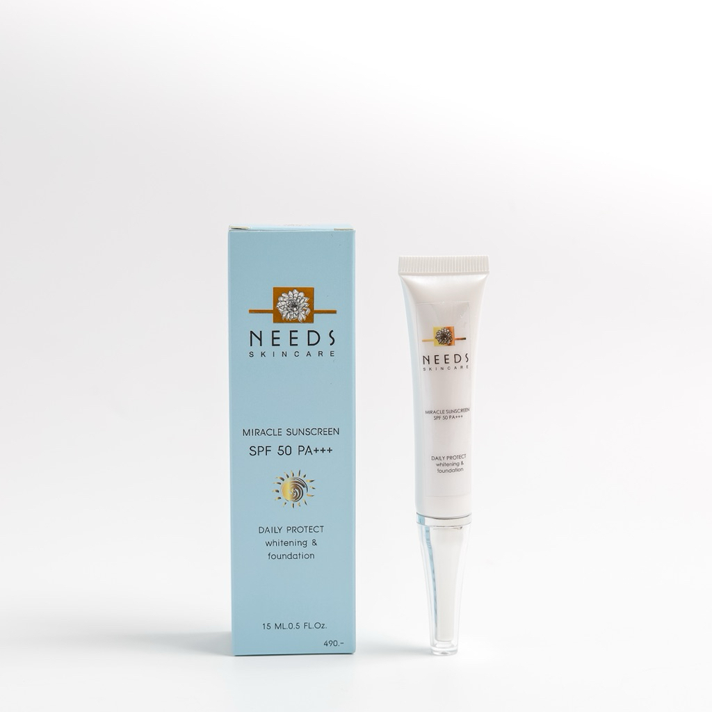 SUN 1 :: Miracle sunscreen SPF50 PA+++ ขนาด 15 กรัม 1 กล่อง **ครีมกันแดดใยไหมผสมรองพื้น สินค้า