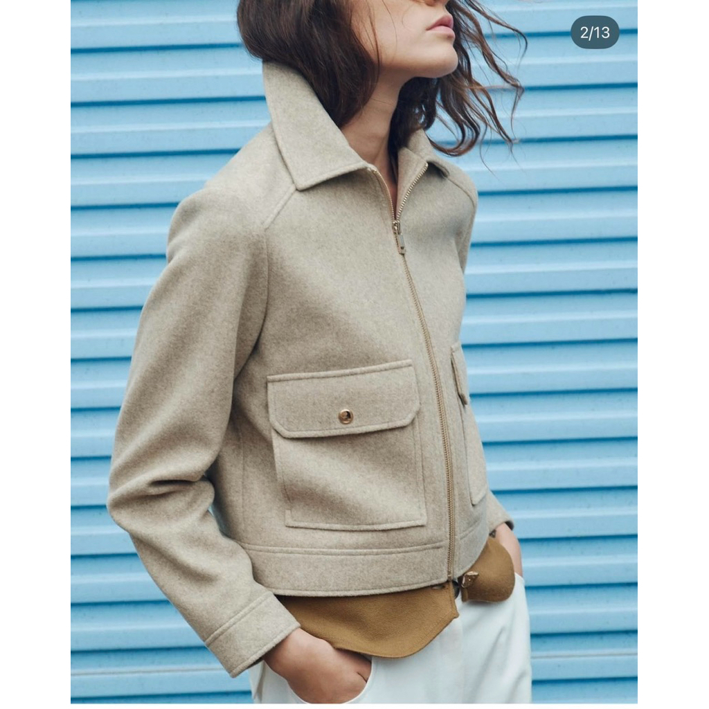 ZARA SOFT ZIP-UP JACKET สีน้ำตาล แท้💯% - รูปที่ 2