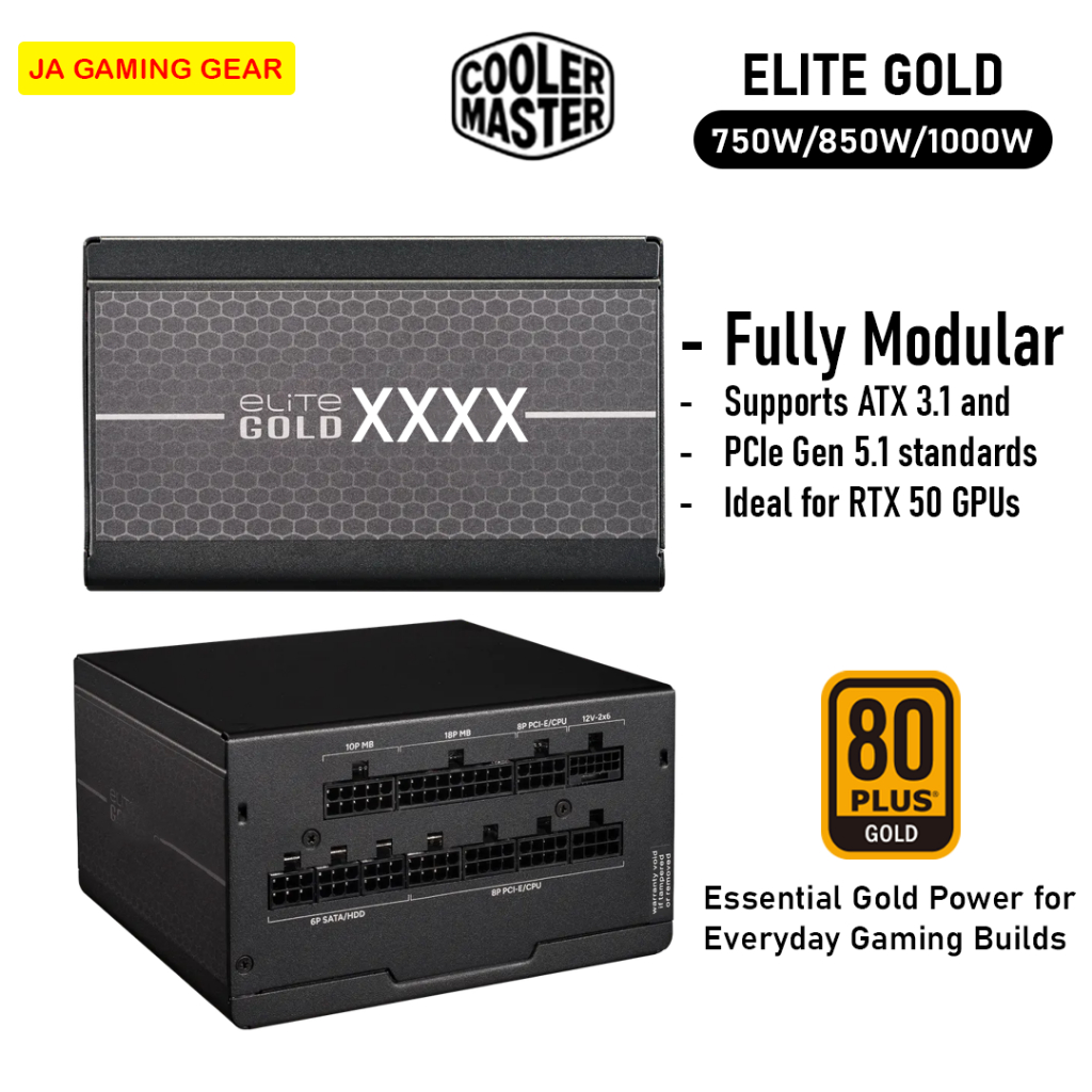 เพาเวอร์ซัพพลาย Cooler Master Elite Gold 750W / 850W / 1000W / 1200W Power Supply Support ATX 3.1 and PCIe Gen 5.1