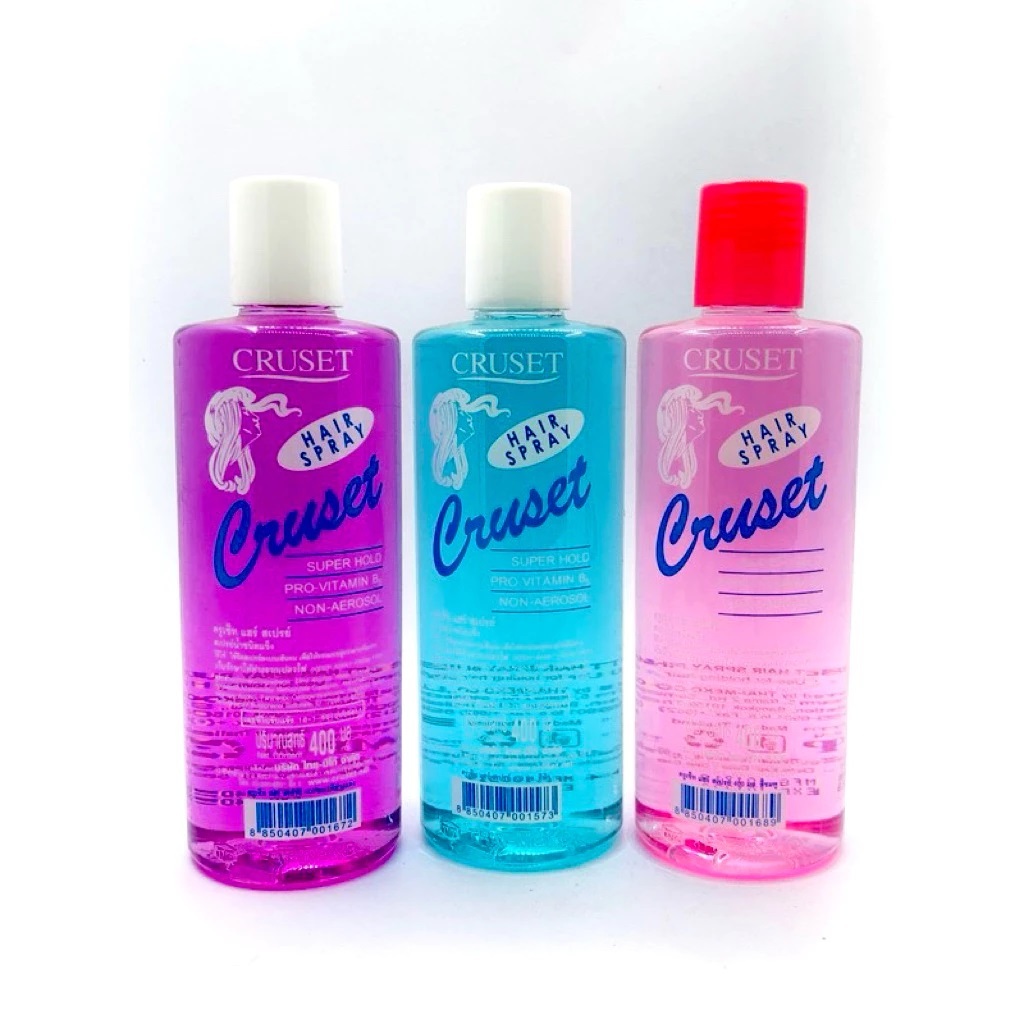 สเปรย์ น้ำ ครูเซ็ท ฉีด ผม ชนิด แข็ง ขวด เติม รีฟิล 400 มล. CRUSET Hair Spray 400 ml จัด แต่ง ทรง ม่วง แดง ชมพู