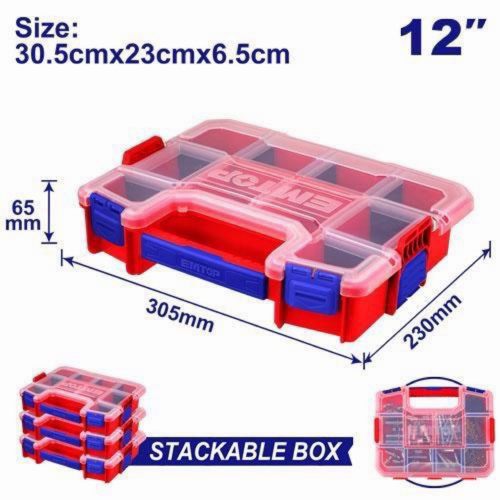 EMTOP กล่องใสเครื่องมือ/Plastic Organizer 12 นิ้ว และ 15 นิ้ว