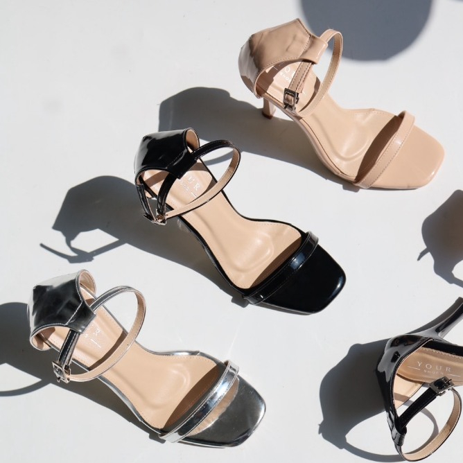 YOURSHOES B71 / รองเท้าส้นสูง 3.5 นิ้ว รองเท้าผู้หญิง รองเท้ารัดข้อ