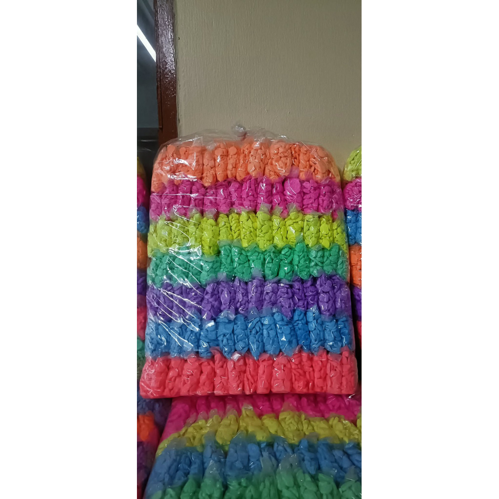 💦 แป้งสงกรานต์💦ดินสอพองสี คละสี (เม็ดเล็ก) 100 กรัม 50 ถุง =5 โล