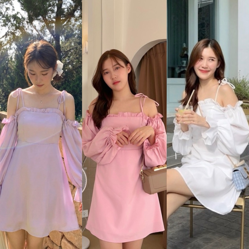 conycolours | Lavender Sorbet Dress เดรสสายเดี่ยวผูกไหล่ แขนยาว