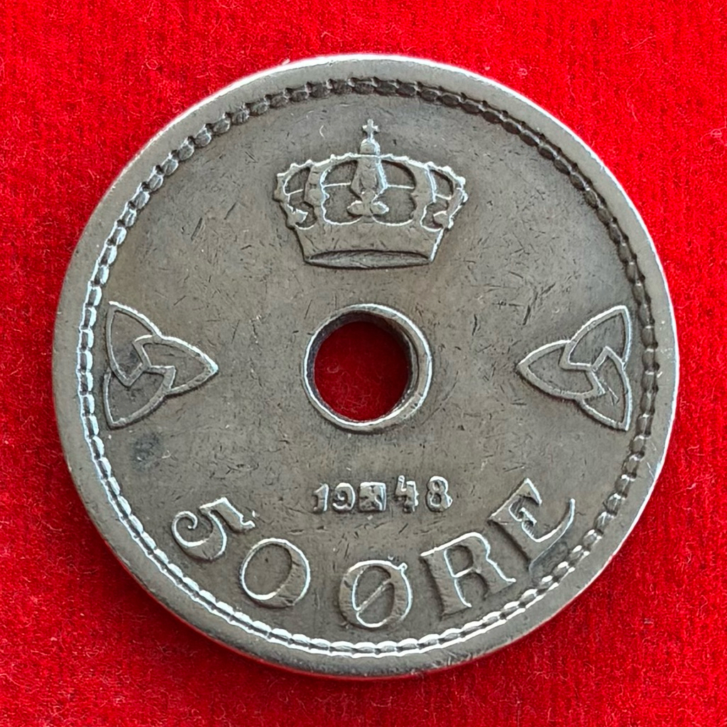 🇳🇴 นอร์เวย์ Norway 50 öre ปี 1948