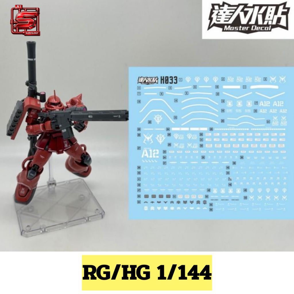 ​[พร้อมส่ง] Master Decal H033 ดีคอลน้ำ RG/HG 1/144 MS-06S Zaku II Char Aznable / GTO Ver. รายละเอียด