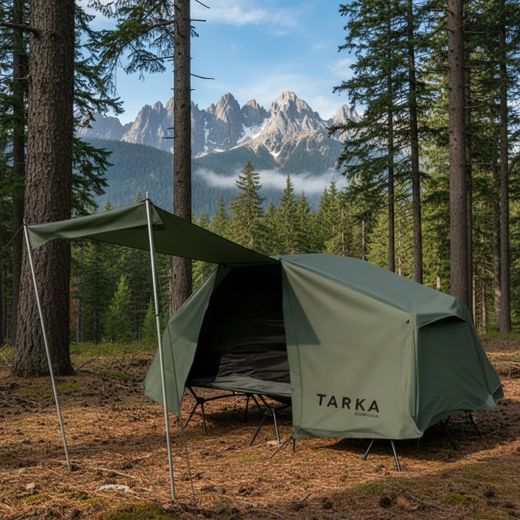 📌พร้อมส่ง🌈TARKA เต็นท์เตียงสนาม นอน 1 คน ขนาด 200x75x105 cm กันน้ำ3000 mm น้ำหนักเบาโครงอลูมิเนียม มาพร้อมเสาหน้า 2 ชิ้น