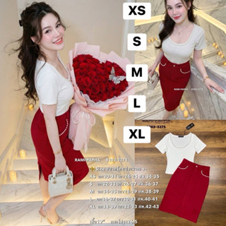 พร้อมส่ง เติม XS-XL⚡️RM 8383 ชุดเซต เสื้อยืดสีขาวแต่งไข่มุก+…