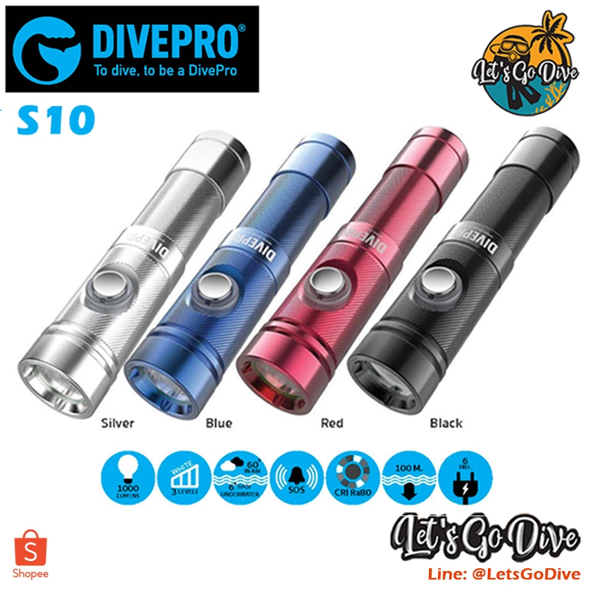 DivePro - S10 1000lm - Scuba Diving Light - ไฟฉายใต้น้ำ สว่างสะใจ