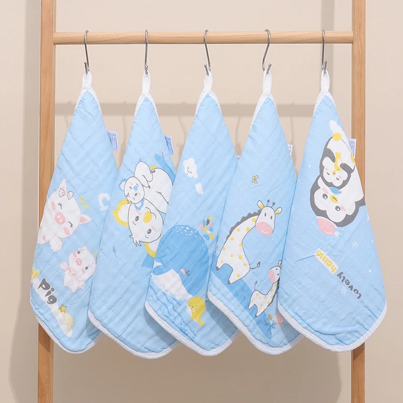 5 าเช็ดหน้ามัสลินทอ ผ้าเช็ดหน้าเด็ก ผ้าเช็ดเอนกประสงค์ ผ้านุ่มมากรูป สีฟ้าและสีชมพู เหมาะสำหรับเด็กทารกและเด็กเล็ก