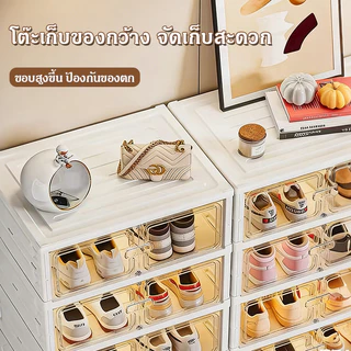 NEWแถวคู่ กว้างขึ้นและกว้างขึ้น กล่องใส่รองเท้า 3/6/9 ชั้น ตู้รองเท้าพับได้ กันฝุ่นและกันน้ำ วางรองเท้าได้หลายคู้ สีชมพู