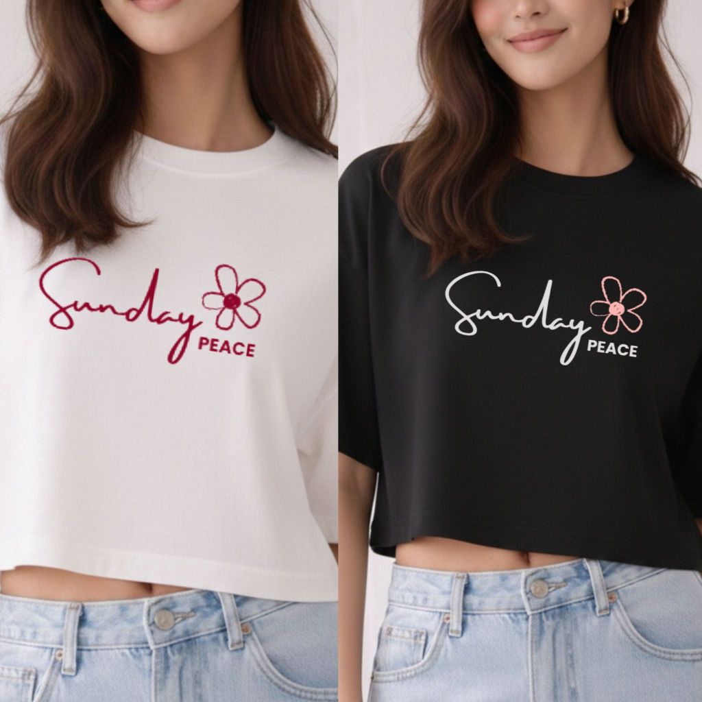 Sunday Outfits | Crop Top | SUNDAY PEACE  | ลายออกแบบเฉพาะของทางแบนด์  | S-XL