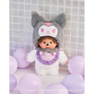 ของแท้100% พวงกุญแจ Monchhichi X Sanrio ใส่ฮู้ด My Melody และ Kuromi