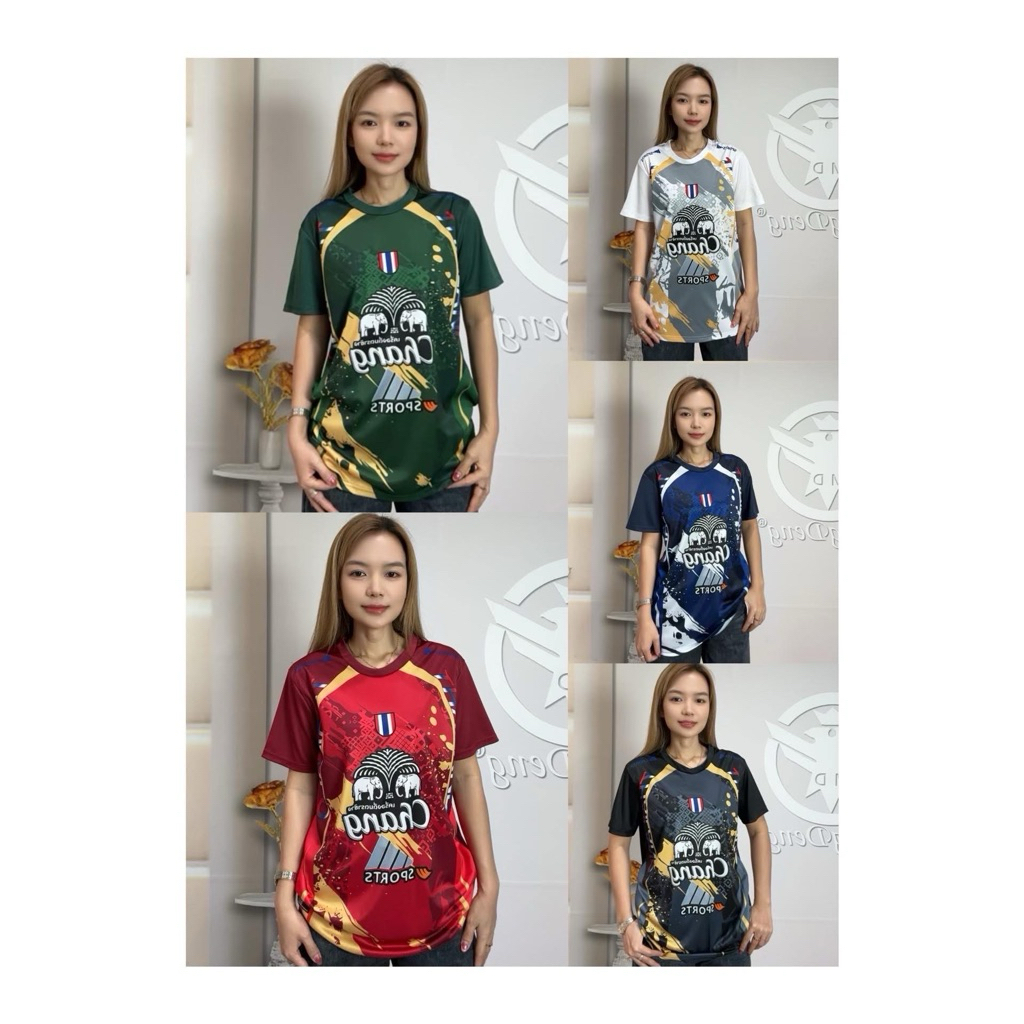 JQ261#(สินค้าพร้อมส่ง)เสื้อกีฬา เสื้อบอล คอกลม แขนสั้น พิมพ์ลายช้าง ลายกราฟิก ผ้าไมโคร ใส่ได้ทั้งชายและหญิง(M-3XL)