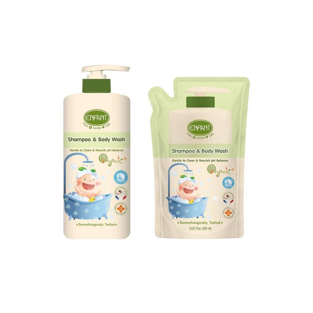 เจลอาบน้ำและสระผม อองฟองต์ สูตรอ่อนโยน Organic Plus  Enfant ผลิตปี 2024