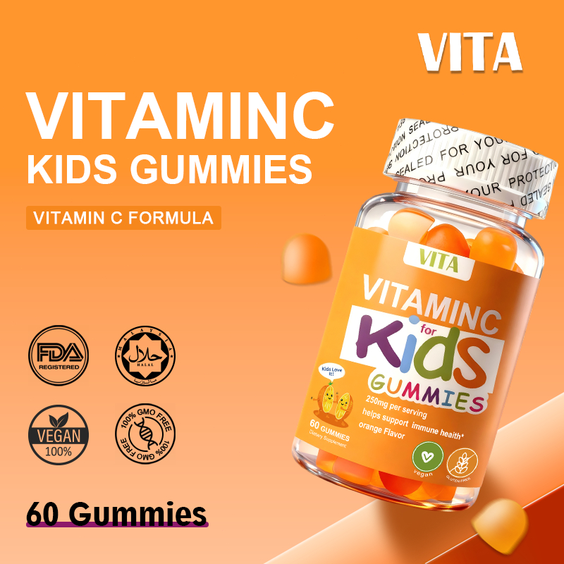 VITA VITAMINC KIDS GUMMIES วิตามินซีสำหรับเด็ก กัมมี่ วิตามินซี วิตามินเด็ก อาหารเสริม บํารุงสมอง วิตามินรวม
