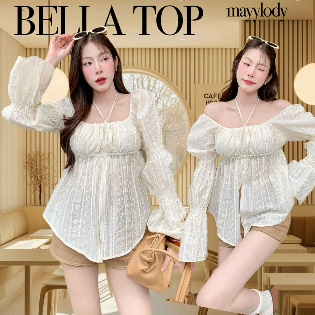 💓mayylody💓 BELLA TOP  #เสื้อเบลล่า เสื้อคอเหลี่ยม แขนจั้มระบายแขนเวอร์ๆๆพองสวยไม่สั้น ผ้างานสวยใส่สบายลุคสวยแพงมาก 🌷🪞🌤️🍃