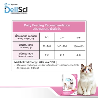 DeliSci Skin & Coat Cat อาหารเปียก สูตรบำรุงผิวหนังและเส้นขน 70g 1 ลัง (48 ซอง) อาหารเปียกลดขนร่วง