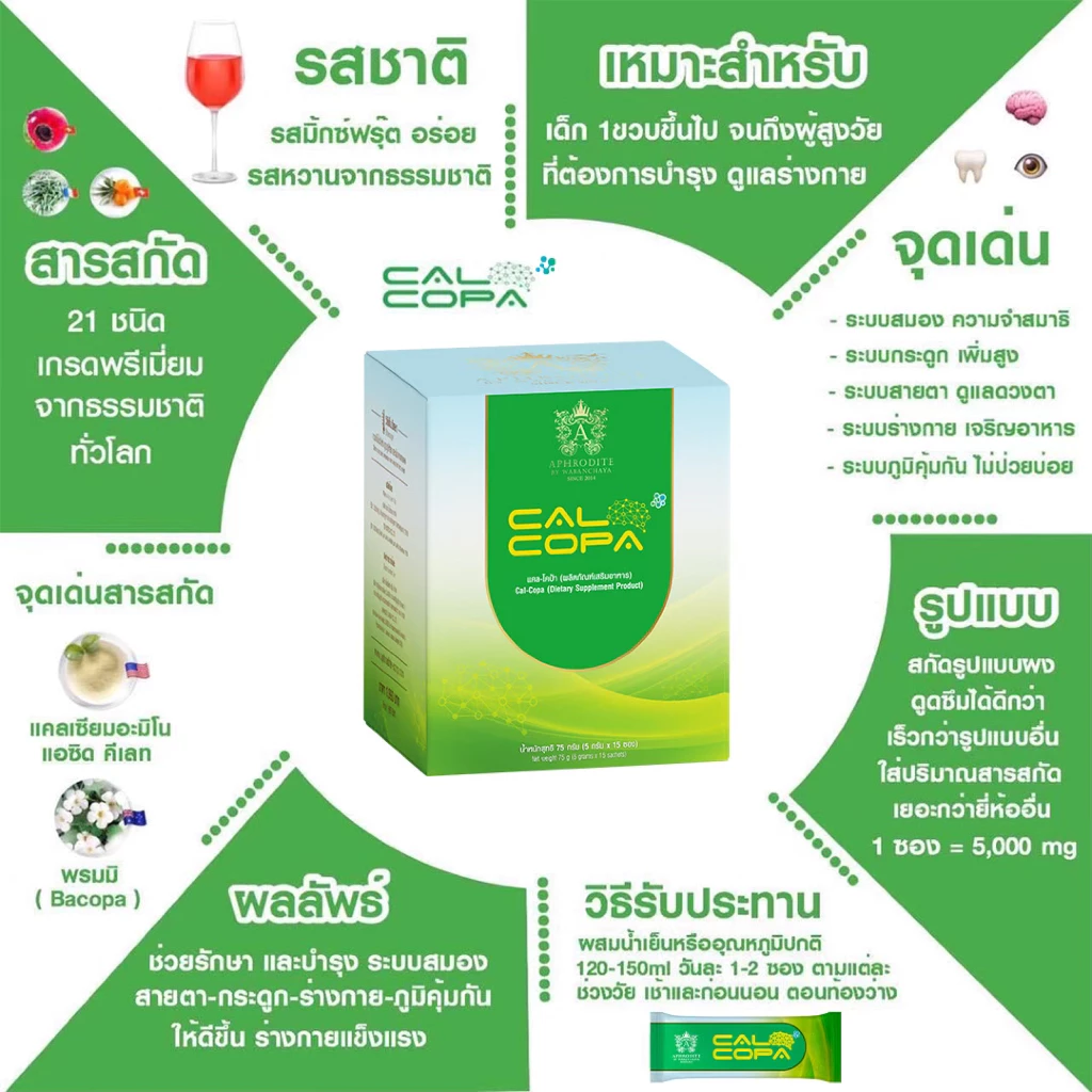 แคลโคป้า Calcopa(15ซ/1ก)วิตามินรวม บำรุงสมอง สมาธิสั้น เสริมสูง เพิ่มมวลกระดูก สายตาล้า  เสริมภูมิ thumbnail 6