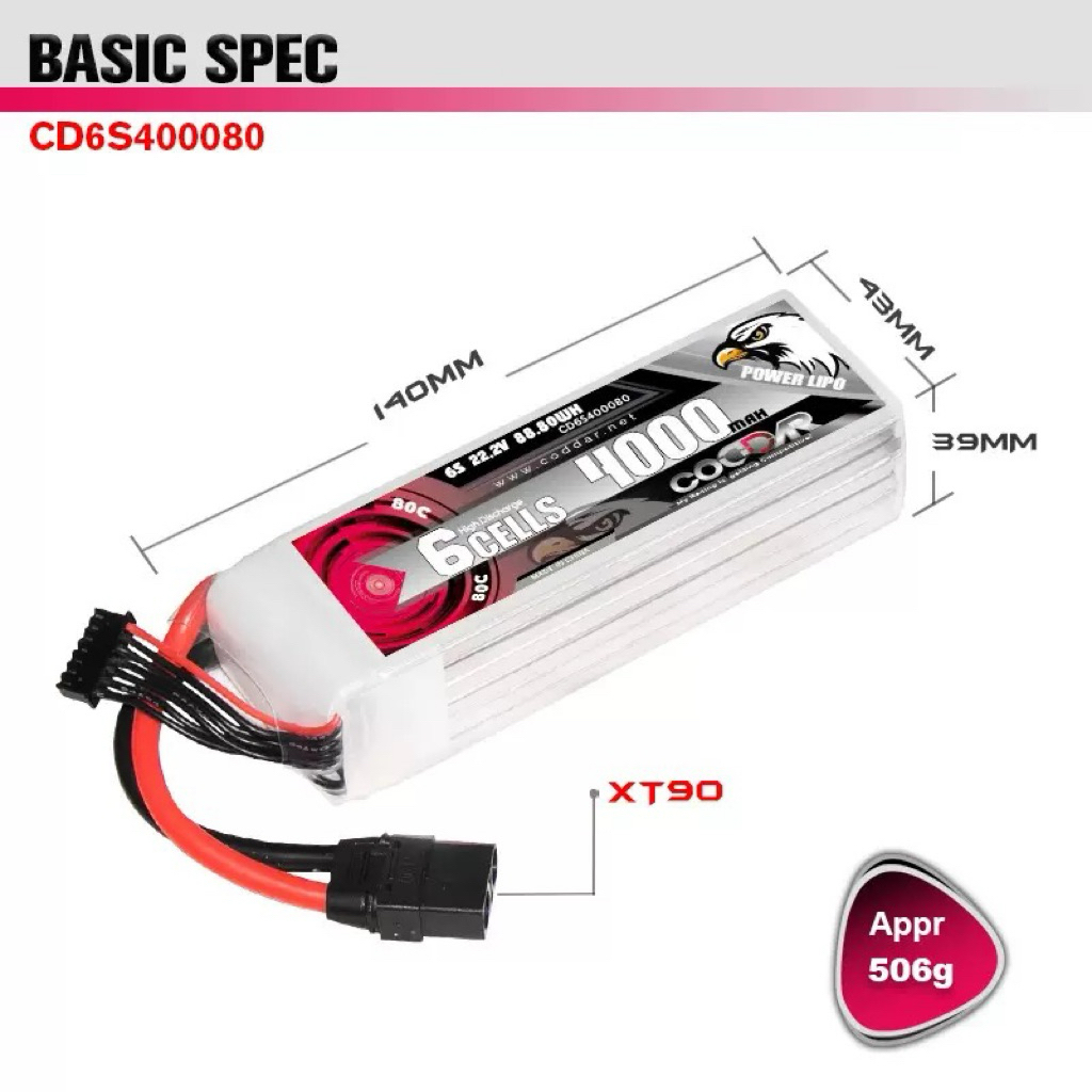 CODDAR Lipo 6s 22.2V 4000mAh 80c