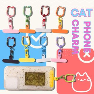 พวงกุญแจสปริงรูปแมว แผ่นรองโทรศัพท์ จี้ห้อยโทรศัพท์ ป้องกันก…