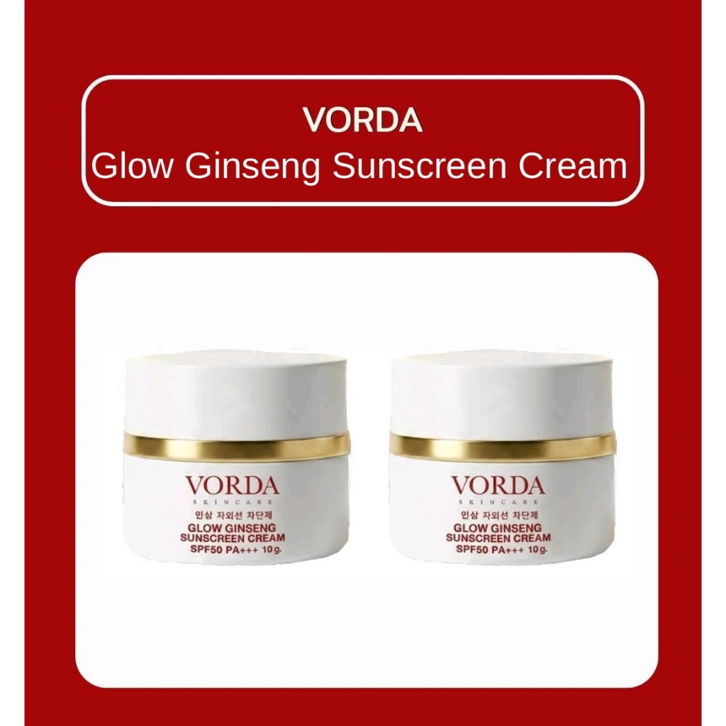 New package!! [2 กระปุก] Vorda Glow Ginseng Sunscreen Cream (10g.) ครีมกันแดดแป้งทิ้นโสมทองคำจากเกาหลี