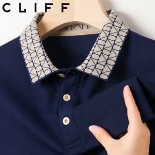 CLIFF เสื้อโปโลผู้ชายดีไซน์เรียบง่าย  ปกเสื้อ สไตล์ธุรกิจ  ผ…