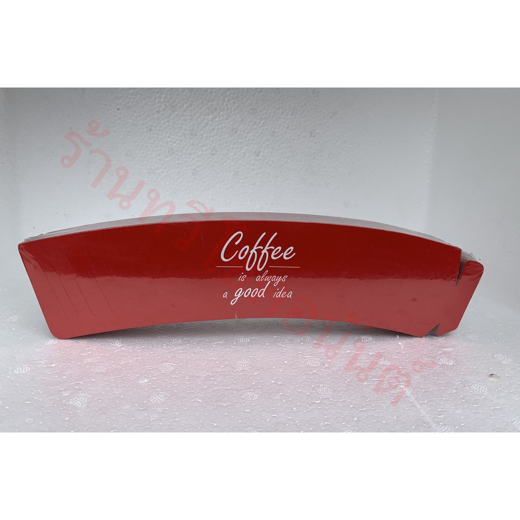 ปลอกแก้วกาแฟกระดาษ สีแดง ขนาด 100 ชิ้น / แพ๊ค