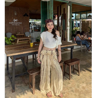 กางเกงขายาวมัดย้อม Handmade กางเกงไปทะเล Jellyfish pants